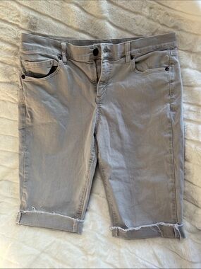LOFT Women's Gray Skinny Crop Knee-Length Jeans with Raw Hem